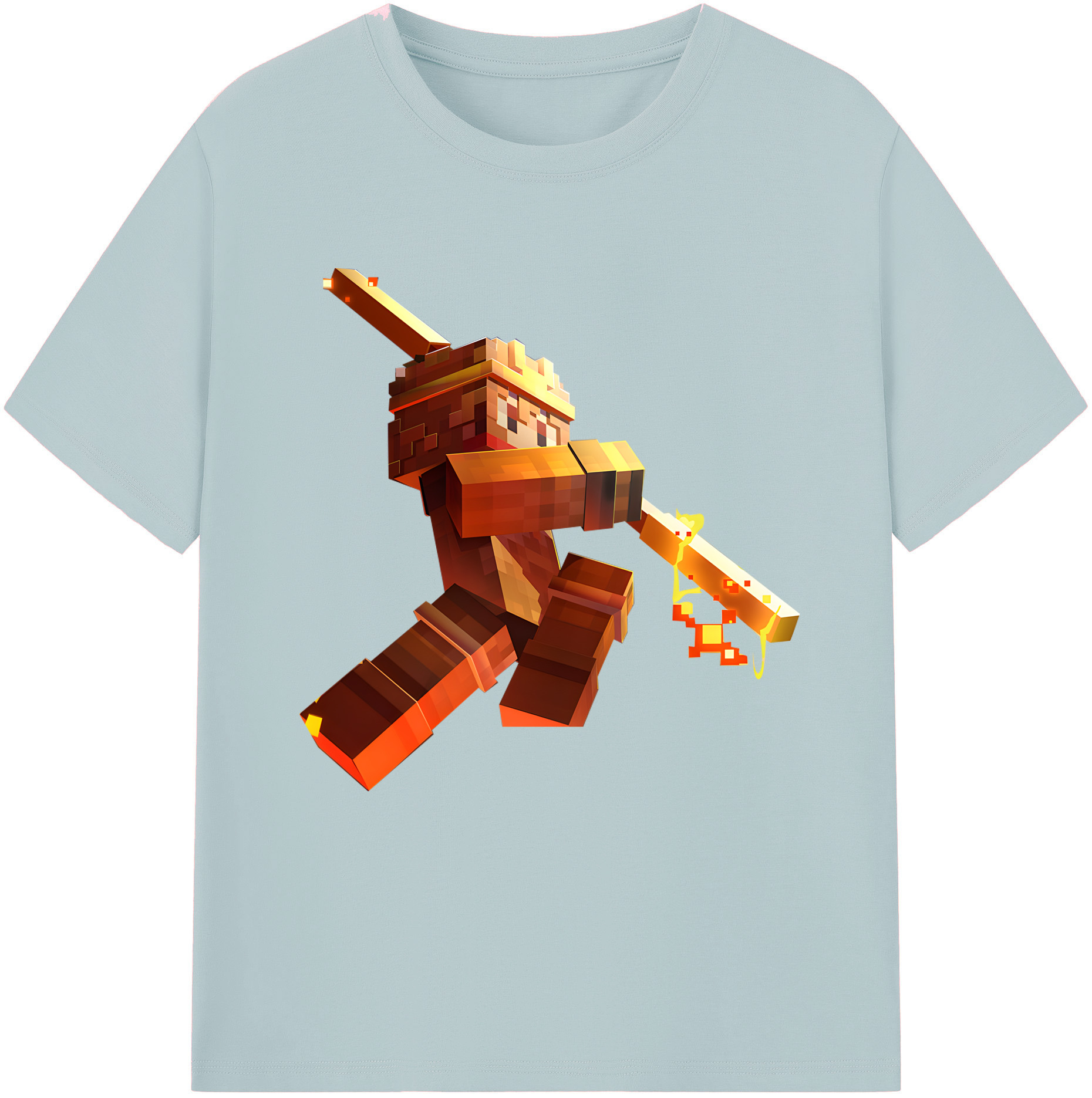 （画像用） マインクラフト ブロックの世界 Minecraft MC Block world 綿100％半袖Tシャツ（フロントプリント）